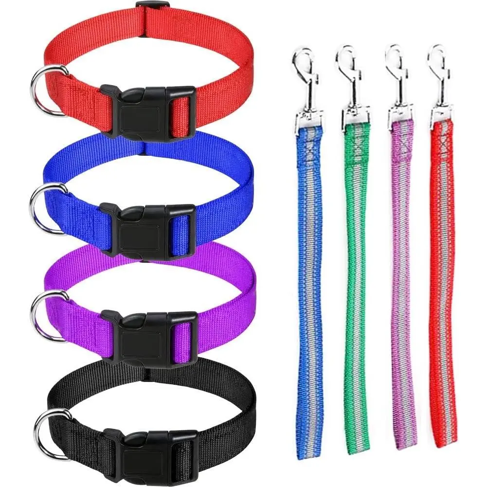 8 Pieces Goat Lead and Goat Collars Set Nylon 11 inch Sheep Lead with Reflective Strip Design for Small Farm Animal Goat Cow Horse Sheep Multicolor