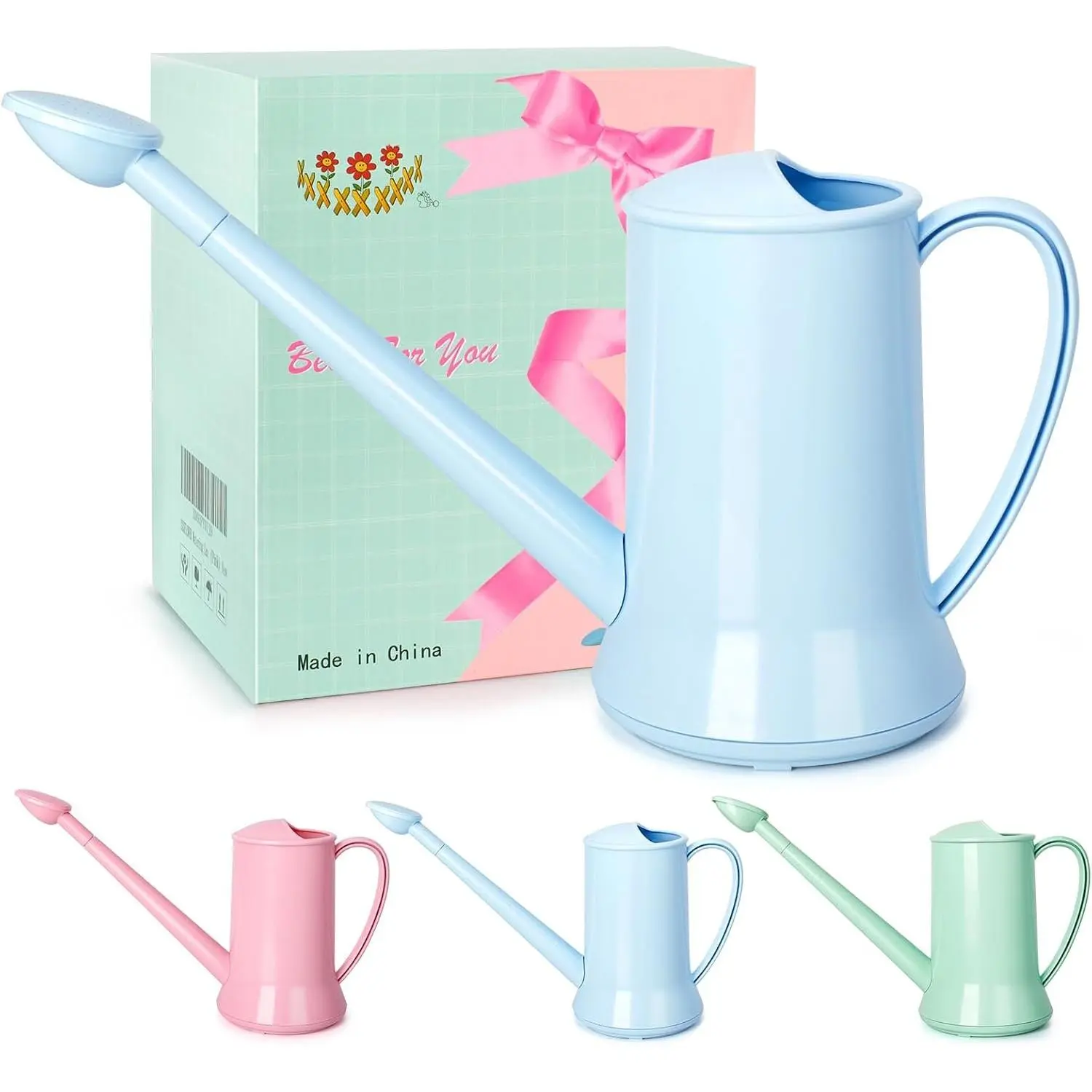 1/2 Gallon Indoor  Watering Can Blue 67oz | Long Spout Large Watering Can Removable Nozzle Garden Watering Can Flower Watering Pot for Office House Indoor Garden
