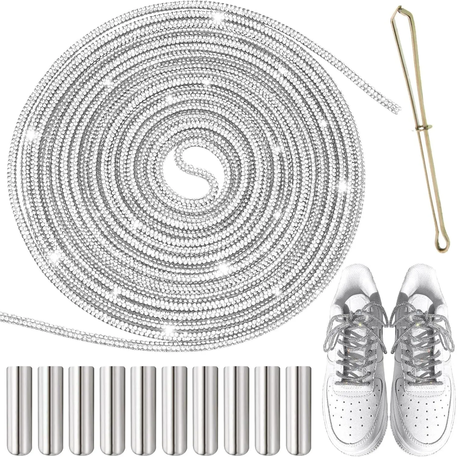 Rhinestone Rope Glitter Shoelaces  Bling Bling Shiny Round Cords Hoodie Drawstring for DIY Crafts Decorations