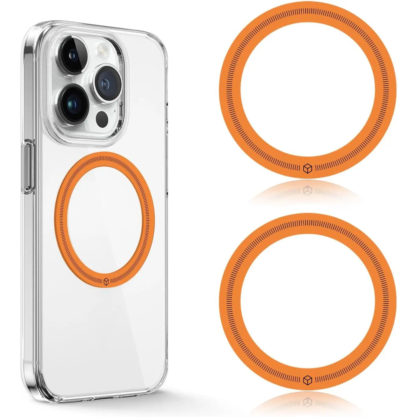 for MagSafe Sticker,  Ring  for Phone Case, Compatible with Magsafe Accessories &  , Stronger  Hold & Ultra- Adhesion, 2 Pack, Orange
