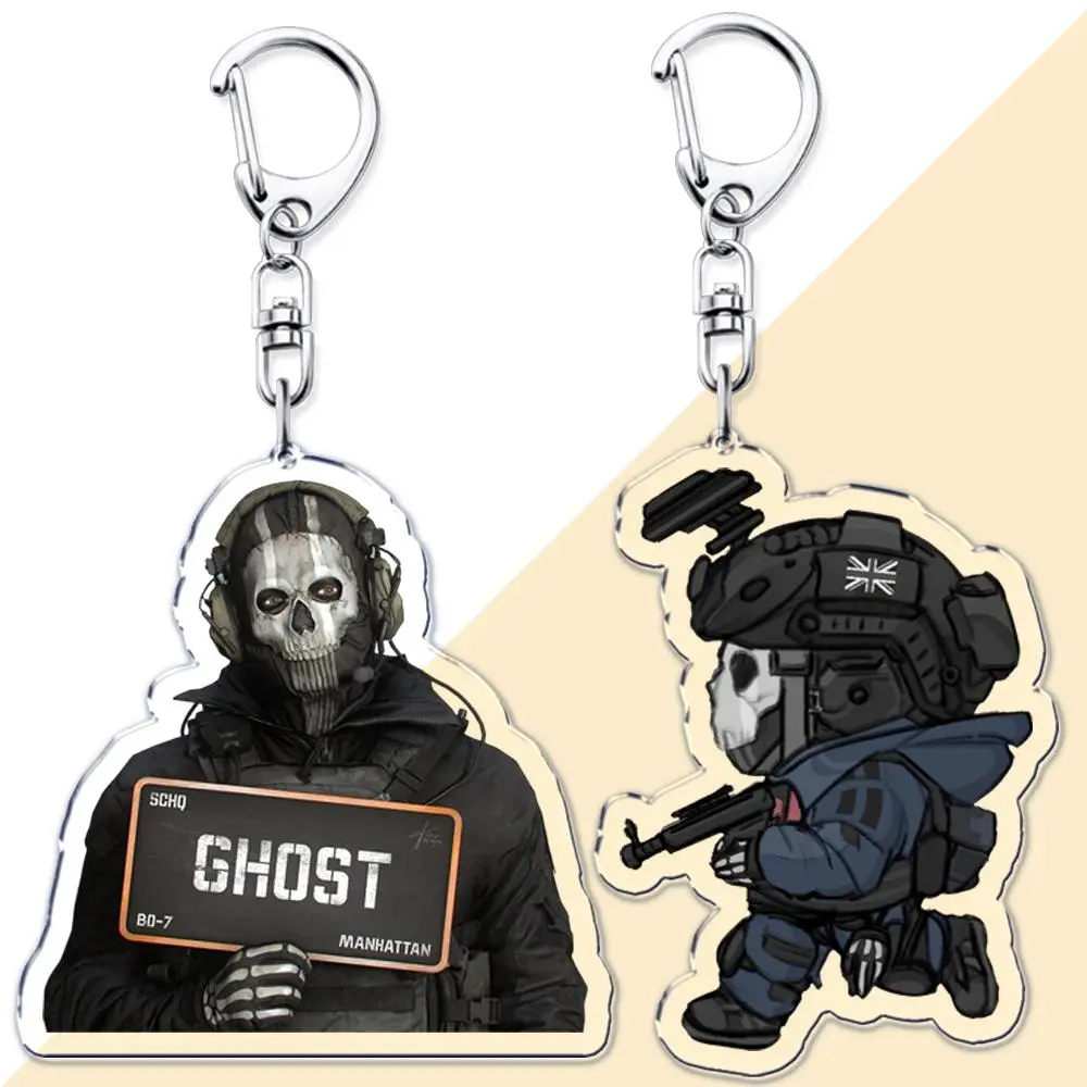 Hot Military Game Ghost Chibis Keychains for Accessories Cod Soldier Soap Simon Riley Keyring Jewelry Fans Gamer Gaming Gifts