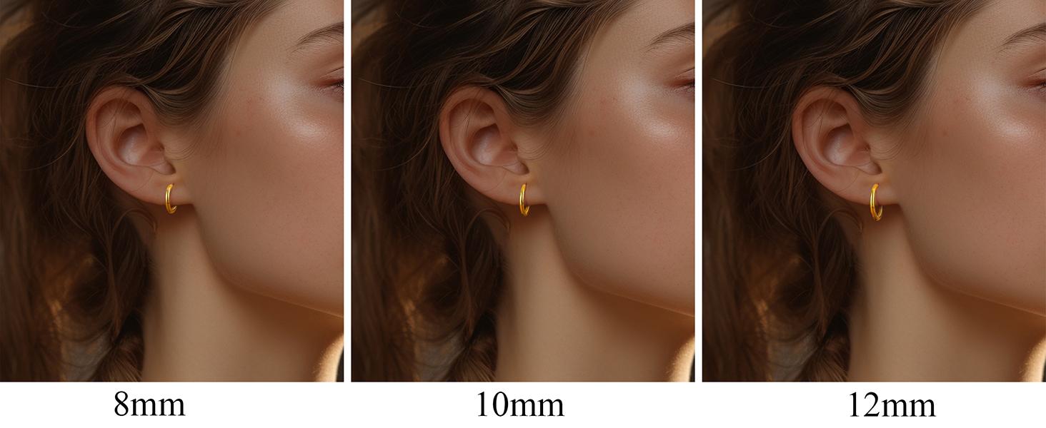 Jstyle Surgical Steel Earrings for Sensitive Ears Hypoallergenic Earrings for Women 20G Flat Back Stud Earrings Cartilage Hoop Earrings 8/10/12MM