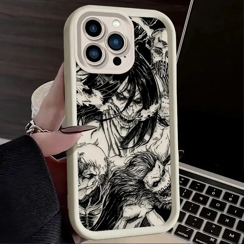 Hot Attack on Titan Anime Silicone Protective Phone Case Cover Compatible with iPhone 7 8 X XR XS XS Max SE 2020 SE4 11 12 13 14 15 16 16E Pro Max 17 Air