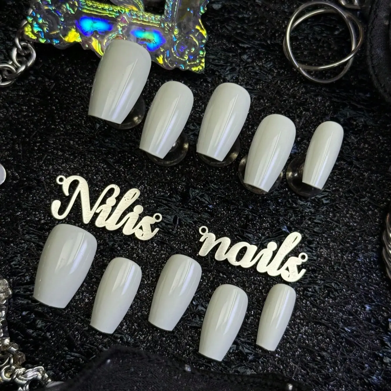 10pcs Coffin Shaped Handmade Nail Art Tips, white solid color Color Nail,Reusabl,Four sizes to choose from,Y2K Style,Suitable For Party, Daily, With Jelly Glue And Nail File, Great Gift For Ladies Nails Nail Supplies Handmade Press On Nails