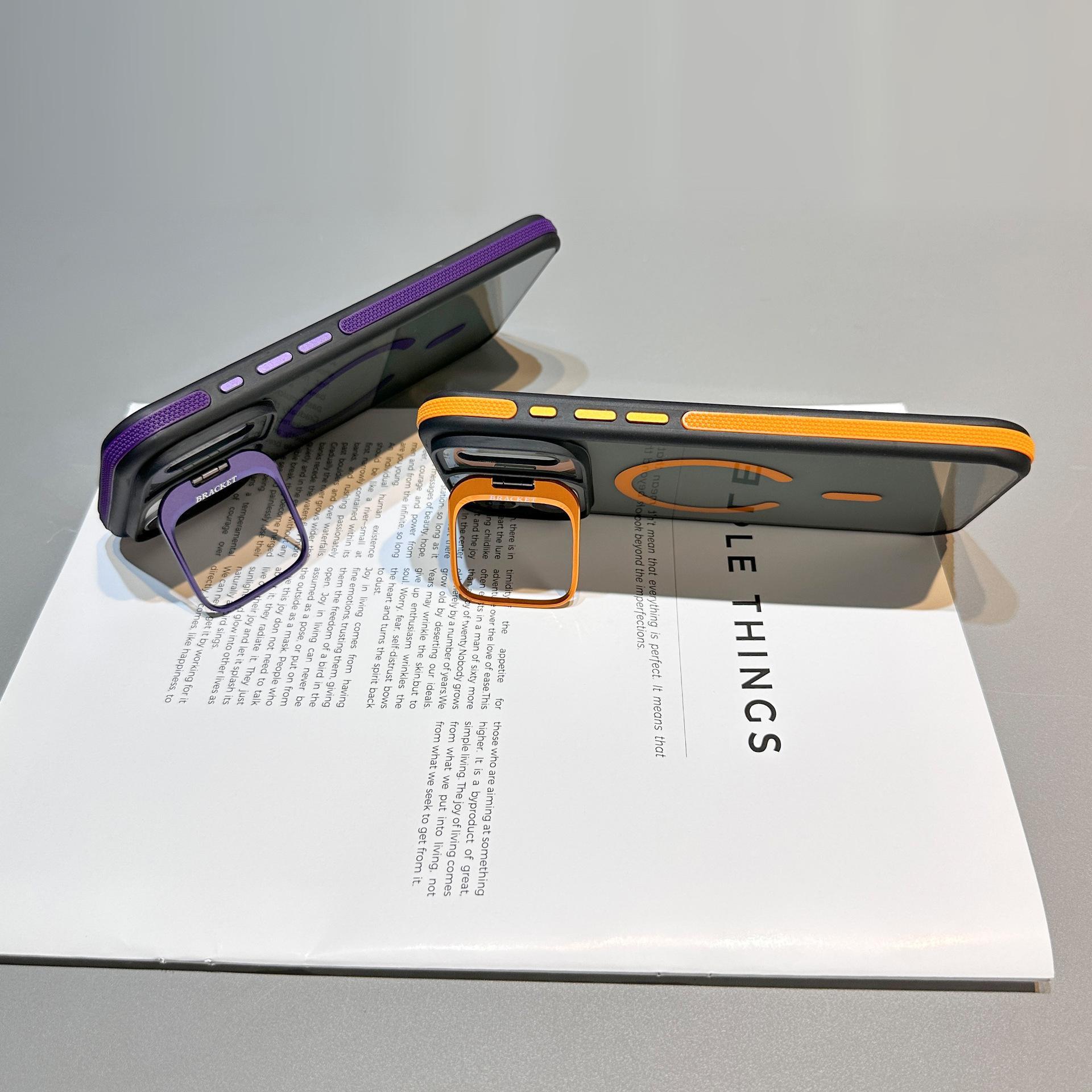 iPhone17promax magnetic phone case suitable for Apple 16E, creative lens stand, dual-color anti-drop for 15/14