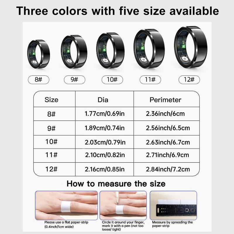 LIFEBEE Smart Health Ring for Women Men, Wearable Fitness Tracker with Heart Rate, Sleep Monitoring, Step Counting, IP68 Waterproof Compatible for iPhone and Android, No Subscription Fee.