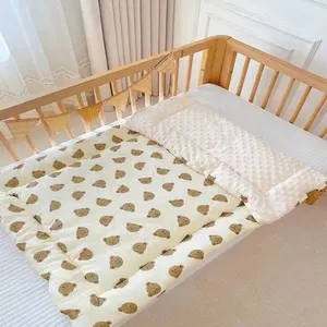 1pc Soft Plush Baby Crib Mattress Pad, 0-3 Years Old All Season, Double-Sided Washable, Super Soft & Skin-Friendly, Nursery Children Cushion, Newborn Baby Shower Gift cradle cuddle cot nesting Cartoon Rabbit Head Shaping Pillow Automatic Patting Soothing