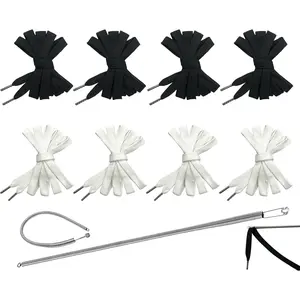 1/2" x 59" Flat Drawstring Cord with Easy Threader, 8Pcs Black/White Drawstring Replacement for Sweatpants Pants Hoodies Shorts Jackets Trunks