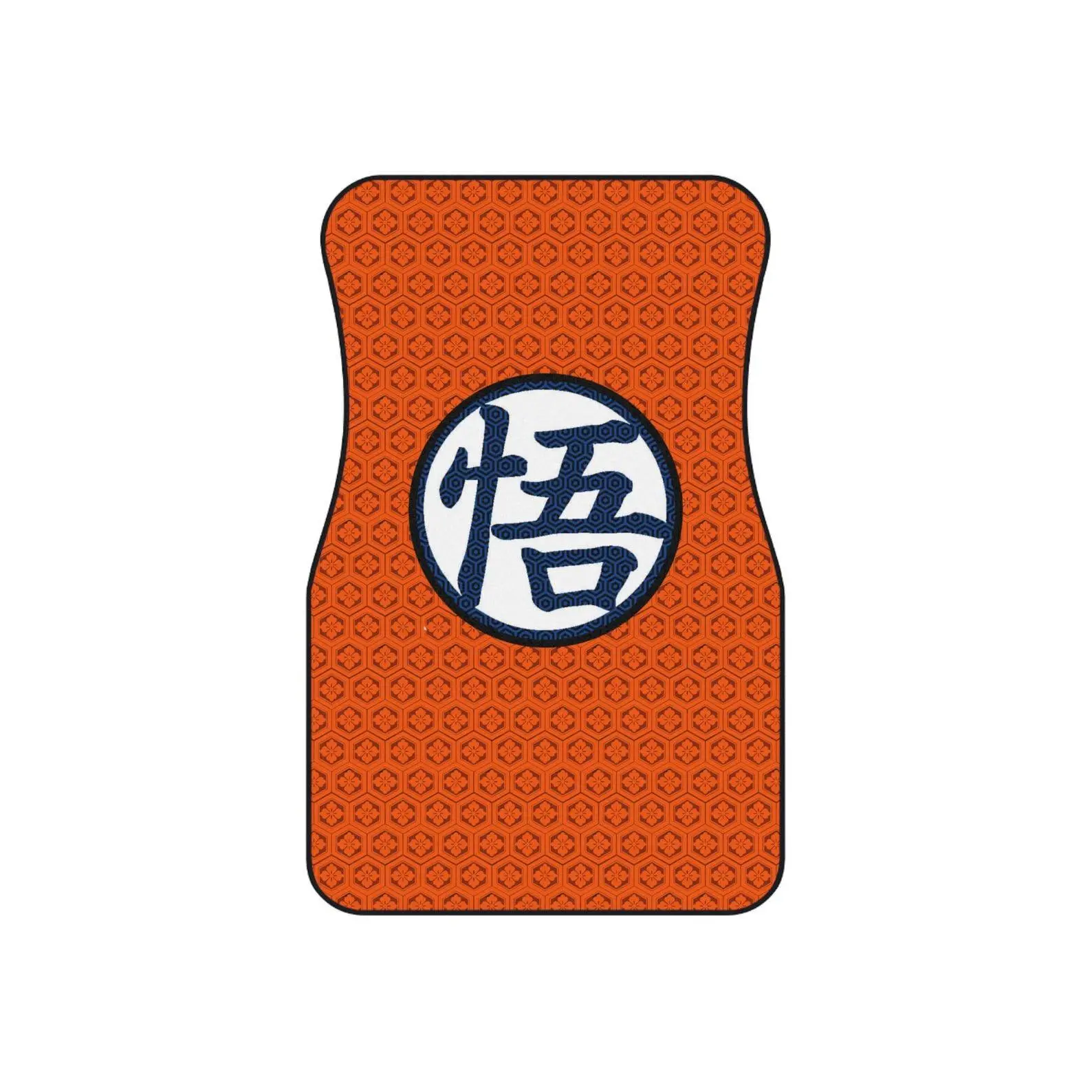 Kanji Orange Synthetic Front Car Floor Mats - Set Includes 2, Anime-Inspired, Low Profile, Bright Crisp Printing, Classic Martial-Arts Iconography, Cabin Protection, 2 Year EU Limited Warranty