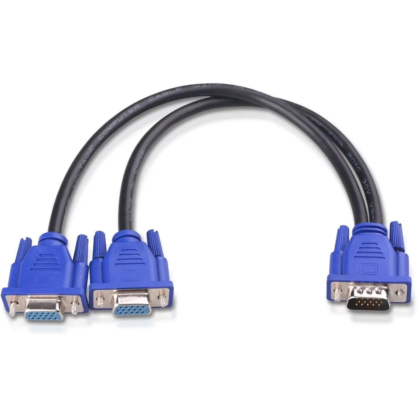 1ft VGA Splitter Adapter with Durable Plug-and-Play VGA Input/Out Connectors, Mirror Mode Only (No Extension), 1080P Signal Support for LCD Screen Duplication, Dual Monitor Accessory
