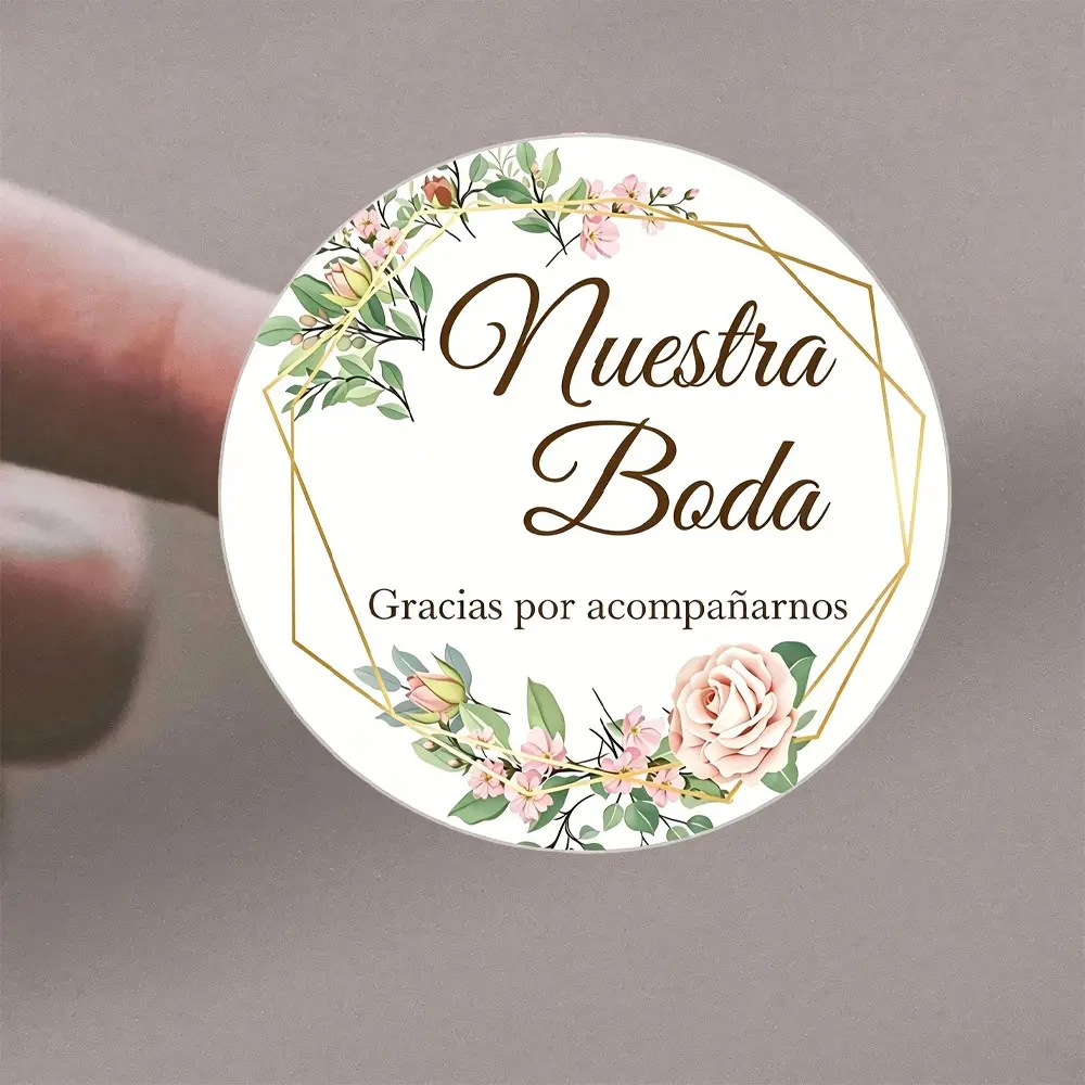 72 Wedding Thank You Stickers Spanish, Round Adhesive Labels for Weddings, Gift Wrapping, Envelope Sealing, Party Gifts
