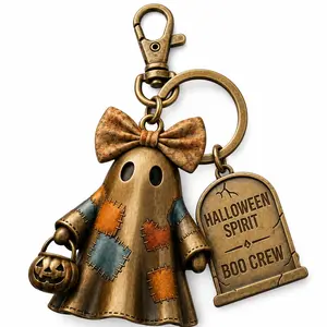 Halloween Ghost Keychain, Vintage Metal Pendant, Spooky Accessory for Bags, Party Gift, Fun Decorative Item, Perfect for Festive Occasions