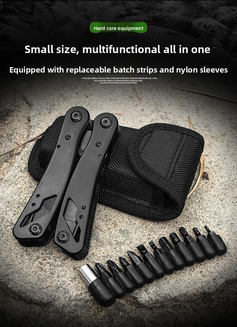 Multi - Function Stainless Steel Black Oxide Folding Pliers Screwdriver Set Telescopic Outdoor Emergency Tool