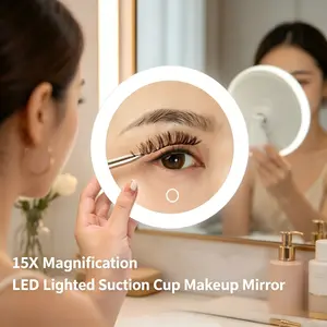10x/15x LED Light Magnifying Makeup Mirror, Portable Suction Cup, Ideal for Bathroom, Living Room, Bedroom, Gift for Friends