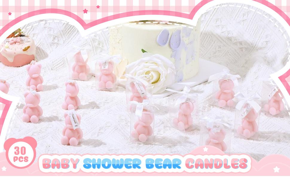 30 Pcs Baby Shower Favors Bear Candles Favors with Handmade Mini 30 Boxes Bear Shaped Candles Bulk for Baby Shower Boys Girls Wedding Gender Reveal Party Guest