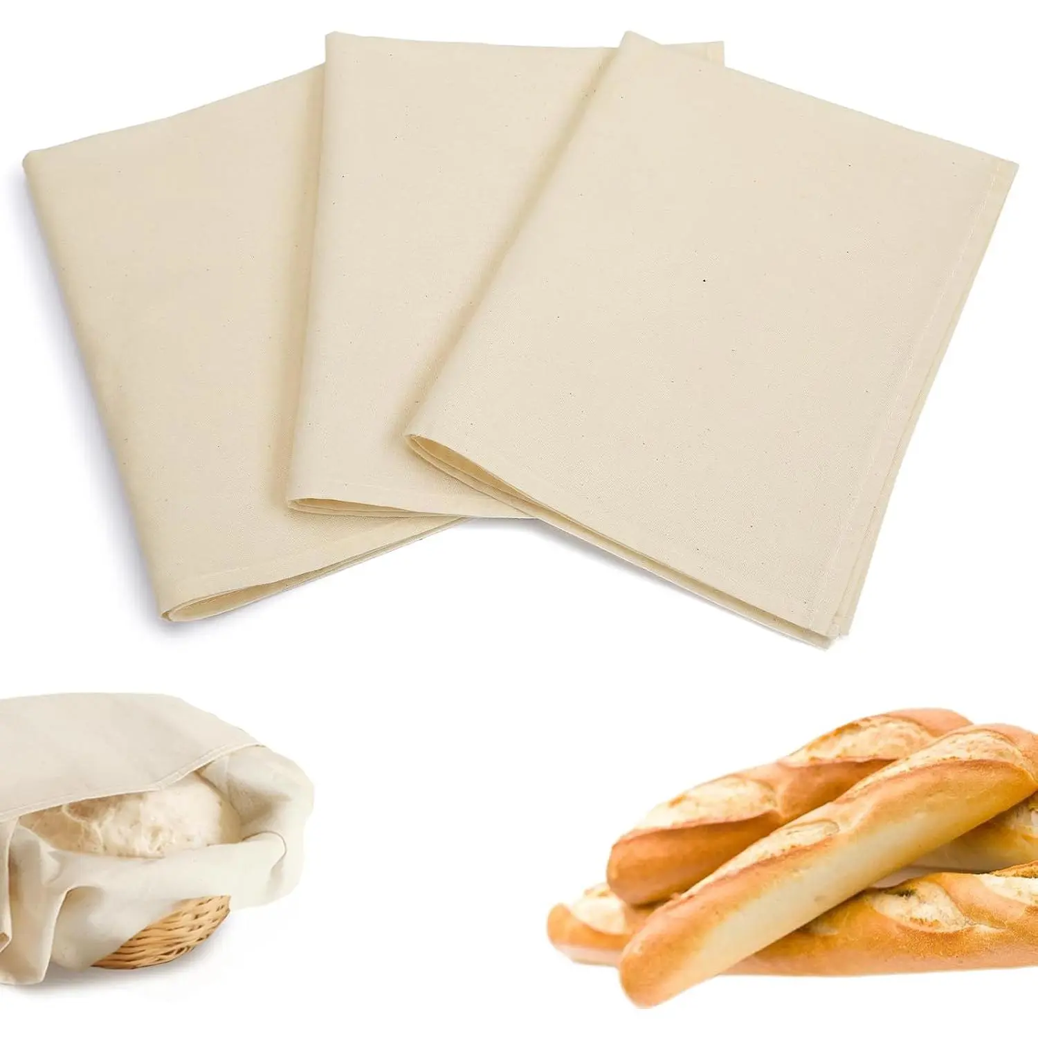 3 count   14"x18" Flour Sack Towels, for Sourdough Bread Baking | Unbleached  Towels, Proofing Cloth Supplies for Baguettes, Loaves, Ciabatta Dough Rising