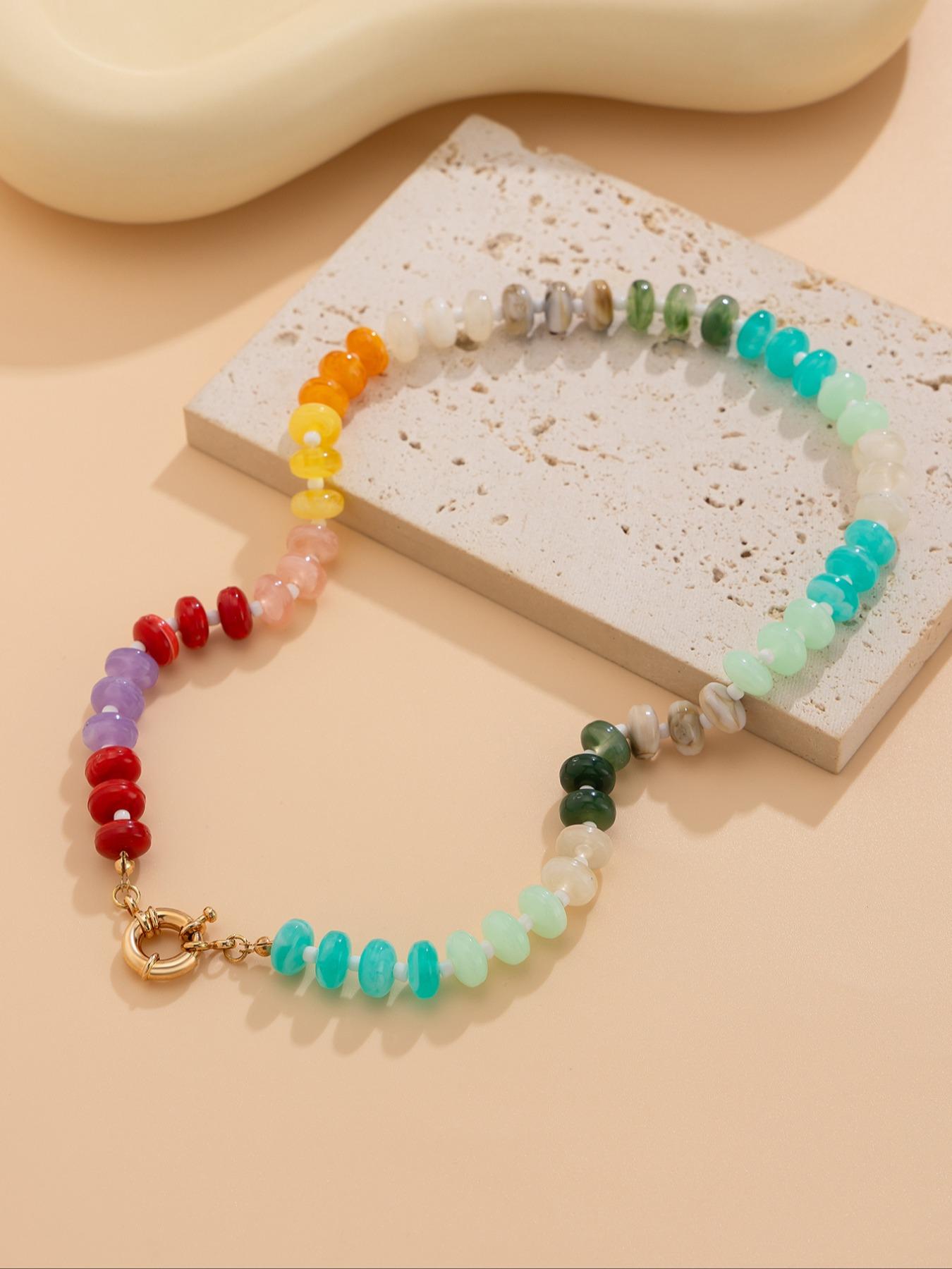 Chic Beaded Necklace for Women, Elegant Multicolor Jewelry, Perfect Gift for Holidays & Birthdays, Stylish Accessory for Parties, Modern Versatile Accessories