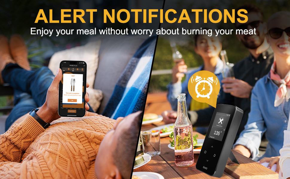 Wireless Bluetooth Meat Thermometer with 2 Ultra-Thin Probes, Smart Digital Food Thermometer 600FT Remote Range, Standalone Smart Base for Grill Smoker Roast Oven, Cooking Gifts