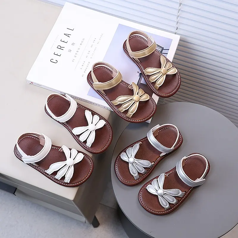 Shoes for Kids Girls' Vintage Floral Open-Toed Sandals, Soft Sole Comfortable Versatile Princess Beach