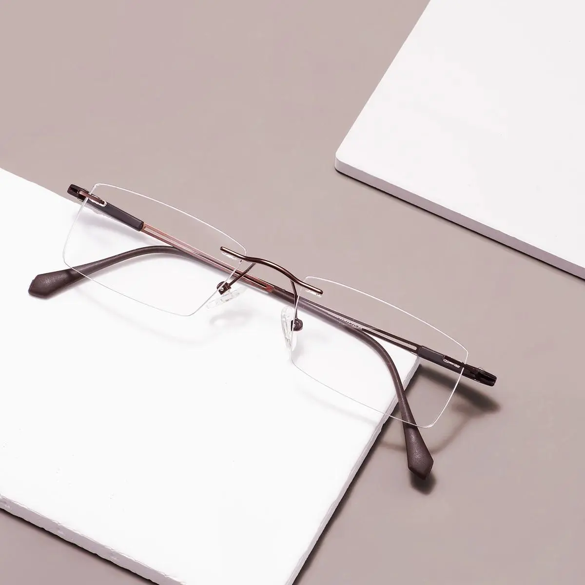 Ultralight Men Rimless Prescription Glasses Frameless Reading Computer Driving Blue Light Blocking Myopia Eyeglasses Progressive