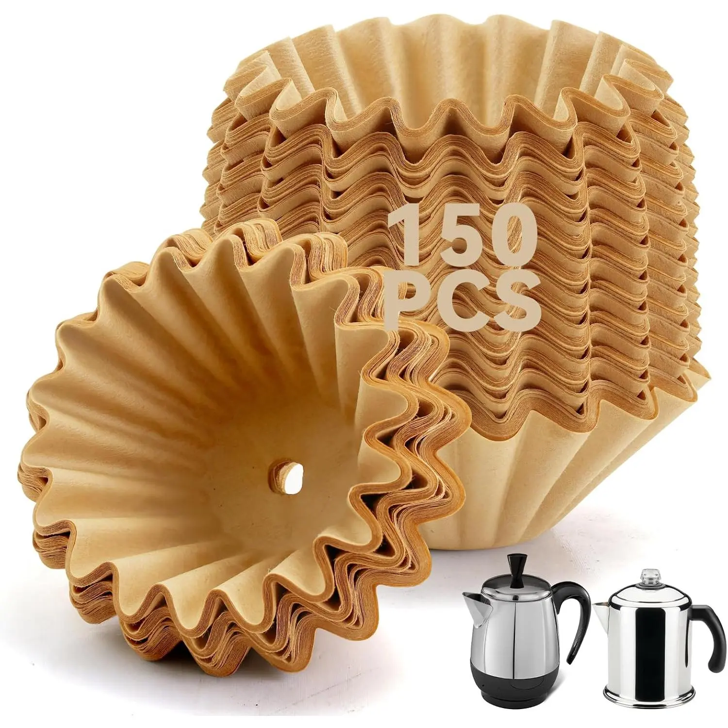 Percolator Coffee Filters, 150 Pcs Disposable Perforated Filters Compatible with 6/9 Cup Coffee Percolator