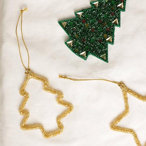 Expobazaar Santa Cheer Hanging Ornament - Multi Embroidered Christmas Cheer Red Thread Work Hanging Tree Beaded Golden Treen MULTI BEADED LAC TREE HANGING ORNAMENT Expobazaar Santa Cheer Hanging Ornament - Multi Embroidered Christmas Cheer Red Thread Work Hanging Tree Beaded Golden Treen MULTI BEADED LAC TREE HANGING ORNAMENT