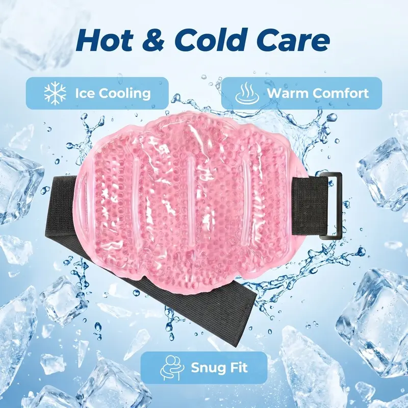 Single Pack Adjustable Wrap Knee Cooling Care Bag, Bead Filled Soft Contact Cold Wrap Pack for Body Muscle Daily Comfort Home & Outdoor Relax