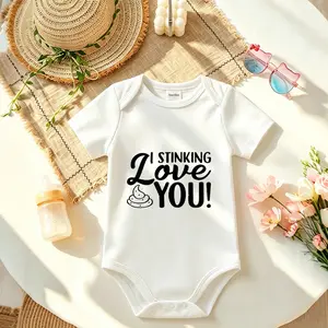 I Stinking Love You Baby Onesie, Soft Cotton Unisex Short Sleeve Bodysuit, Funny Newborn Essentials and Cute Baby Shower Gift for Boys and Girls