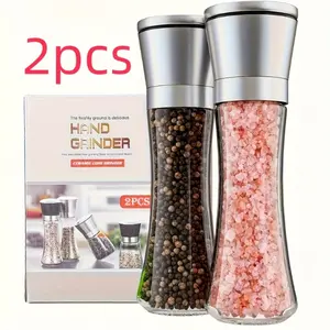 2 high-quality stainless steel sea salt and pepper grinder sets - high glass salt and pepper grinder - kitchen pepper grinder and salt grinder. This elegant and practical grinder set enhances your cooking experience and adds flavor to your kitchen