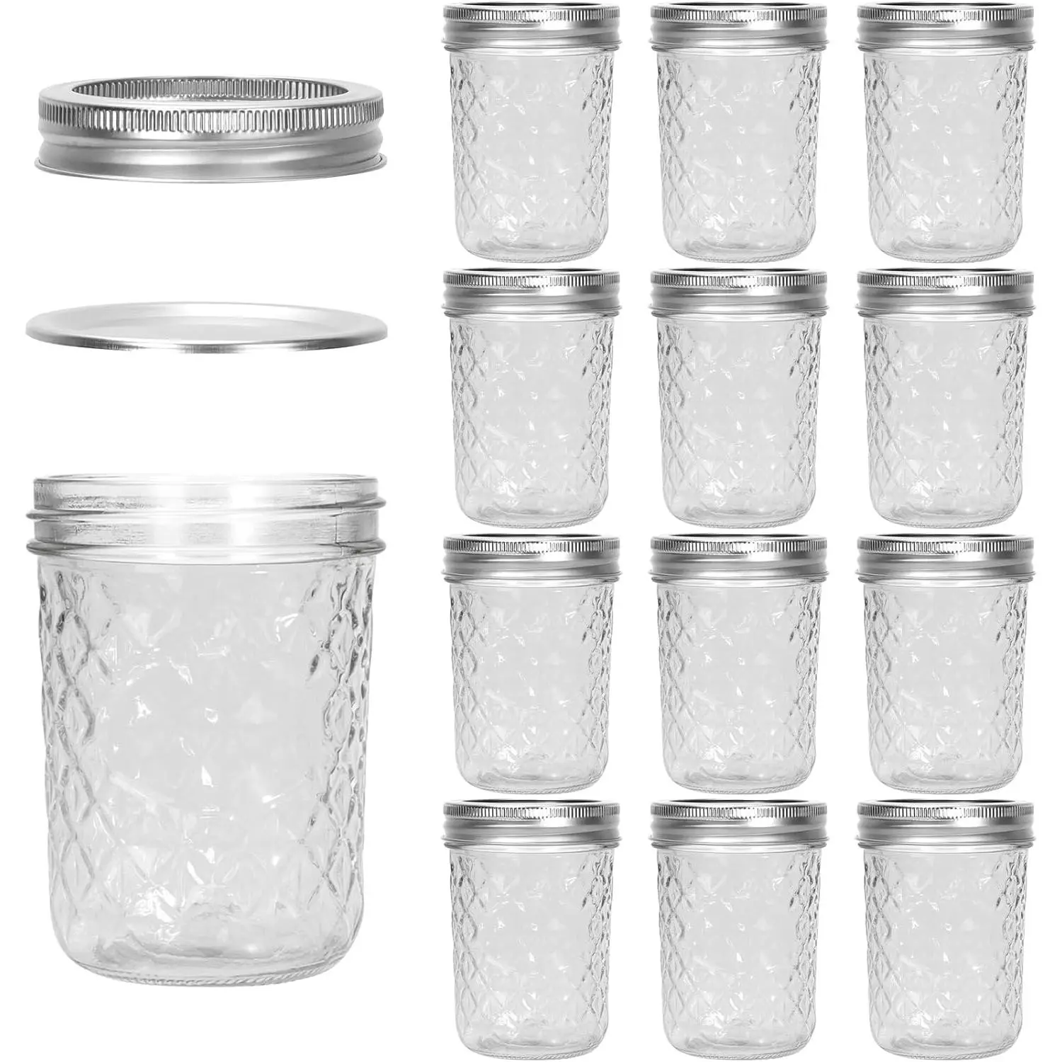 Sturdy 12-Pack 16 oz Wide Mouth Glass Mason Jars with Airtight Lids and Bands - Kitchen Food Storage Containers for Preserving, Pickling