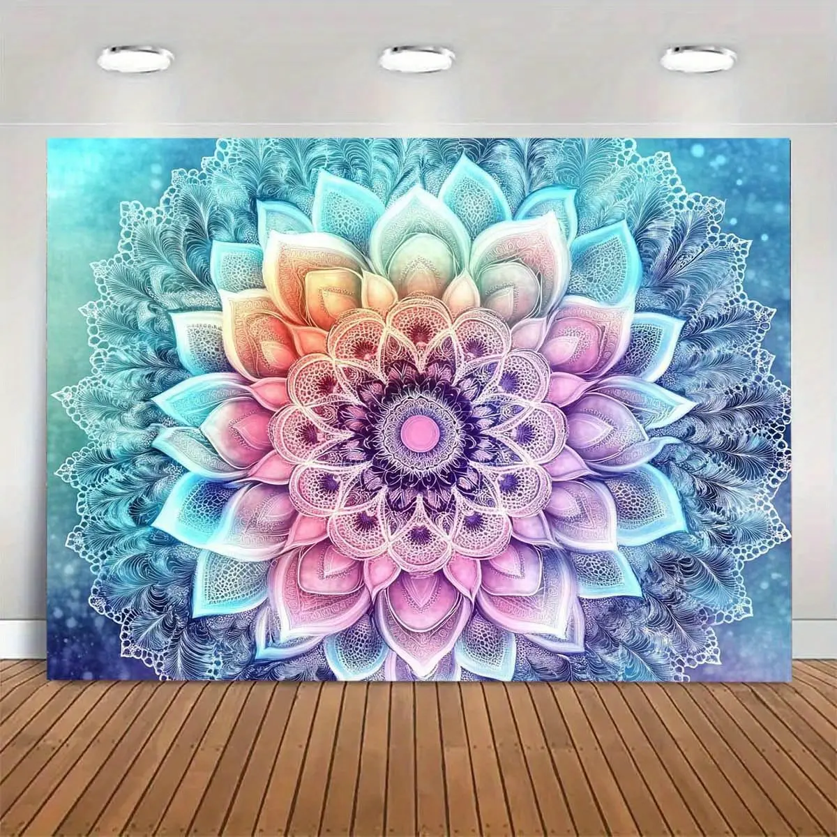 Mandala Floral Backdrop Party Decoration Birthday Decor Photo Booth Background Wall Decor Event Decoration Photography Background Boho Festival Celebration Indoor Outdoor Polyester Wall Hanging
