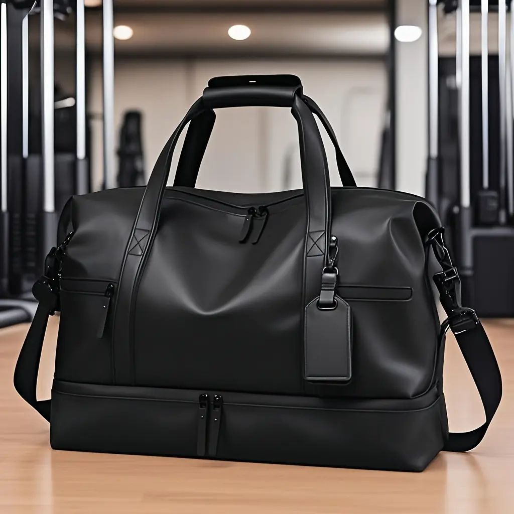 Fitness Luggage Bag, PU Travel Bag, Foldable Sports Luggage Bag With Shoe Cabinet And Wet Pocket, Suitable For Exercise, Weekend Sports Bag, Lightweight Handbag For Daily Use, Carry On Luggage Bag