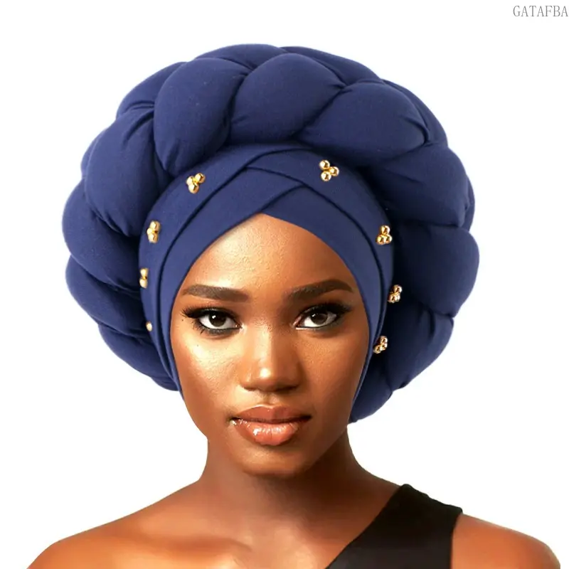 3D Sponge Braided Turban Hat, Ethnic Style Head Wrap, Fashion African Head Cover for Daily Wear