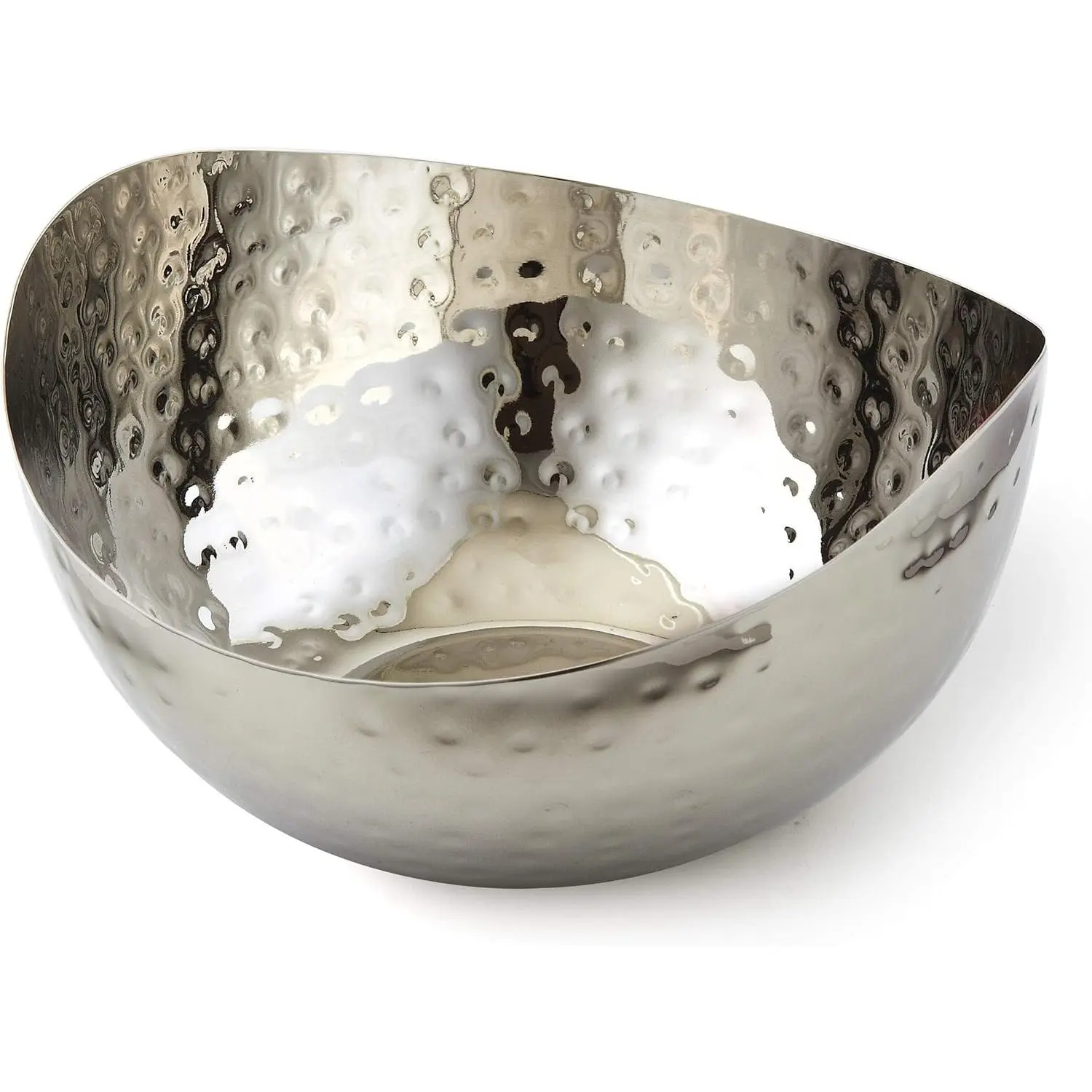 Hammered Stainless Steel Wave Candy Dish Catch All Bowl 6"x6" Silver