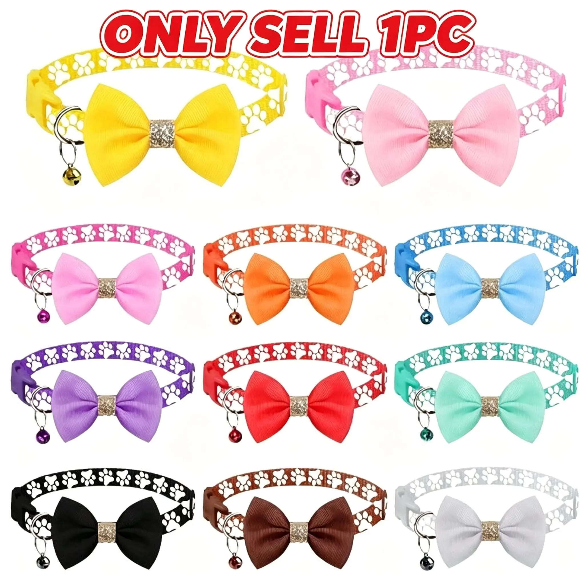 Adjustable Pet Collar with Bow Design, Durable Polyester, Fits Small & Large Pets, Multiple Colors, Adjustable Collars, Ideal for Daily Use & Special Occasions