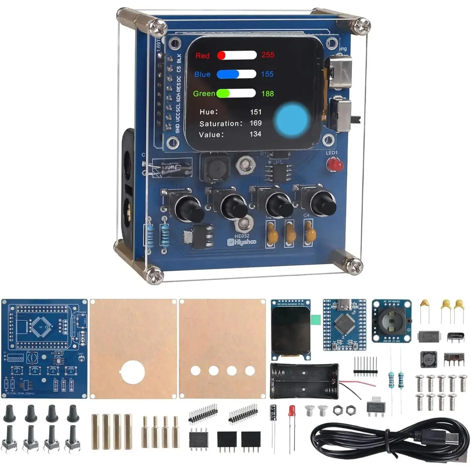 Color Recognition Soldering Practice Kit with Color Sensor Module, Color Learning Kit with 4 Modes to Analyze & Back to School Soldering Kit for Education