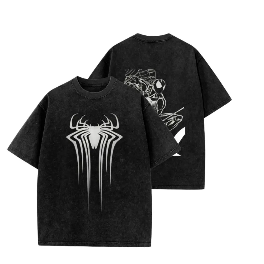 100% cotton  street style T-shirt with red spider pattern print. Suitable for summer casual wear. Essential outfit for the cinema.#A Brand New Day starts now