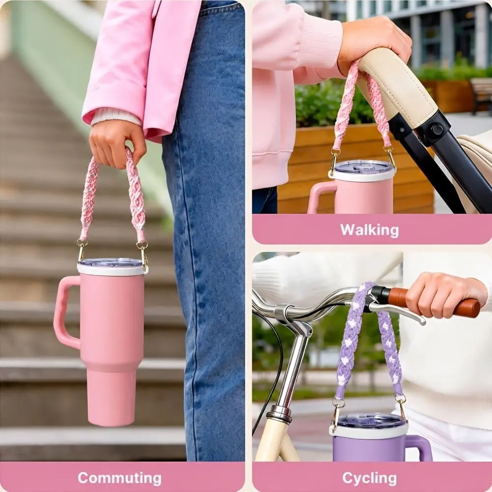 1pc Water Cup Handle Strap, Handwoven, Fits 30oz-40oz Cups, Compatible with Most 12-40oz Cups, Cup Accessories, Bottle Handle Strap