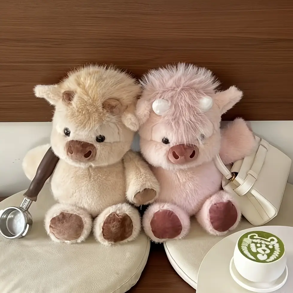 Running Highland Cow Plush Toy - Soft Fluffy Stuffed Animal, Movable Walking Cow Doll, Perfect Gift for Kids & Highland Cow Lovers, Cuddly Companion for Anxiety Relief, Cute Home Decor Plushie