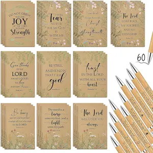 60 count Christian  Bulk for Women  Verse Notebook Prayer Journal Inspirational Pen Father's Day Religious  for Church Men Teacher CNA Nurse Sunday School (Brown)