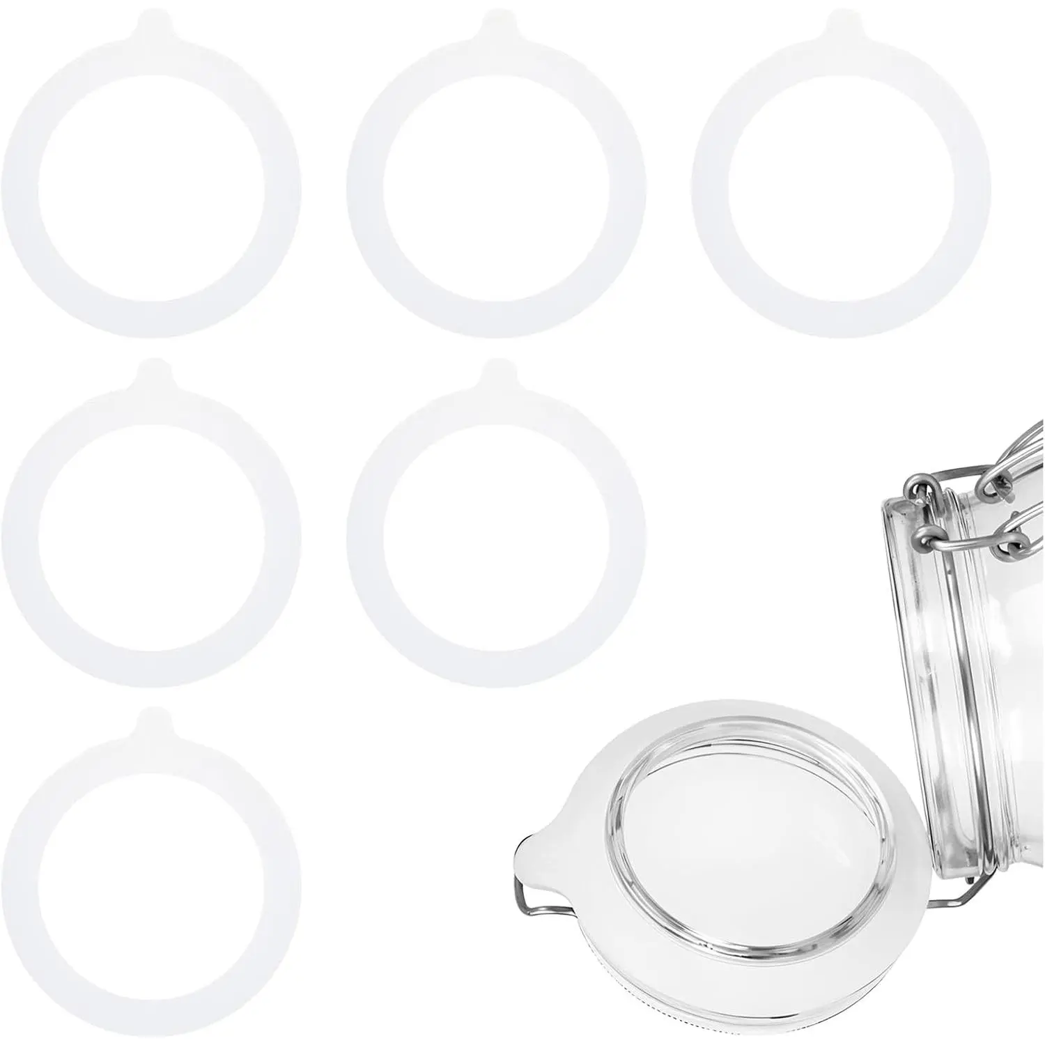 6 count  Jar Gaskets, Large 4.5Inch Airtight Rubber Seals Rings for Glass Jars  Gasket Leak-Proof Canning Jar Rings for 3.5 Inch Mouth Glass Jars