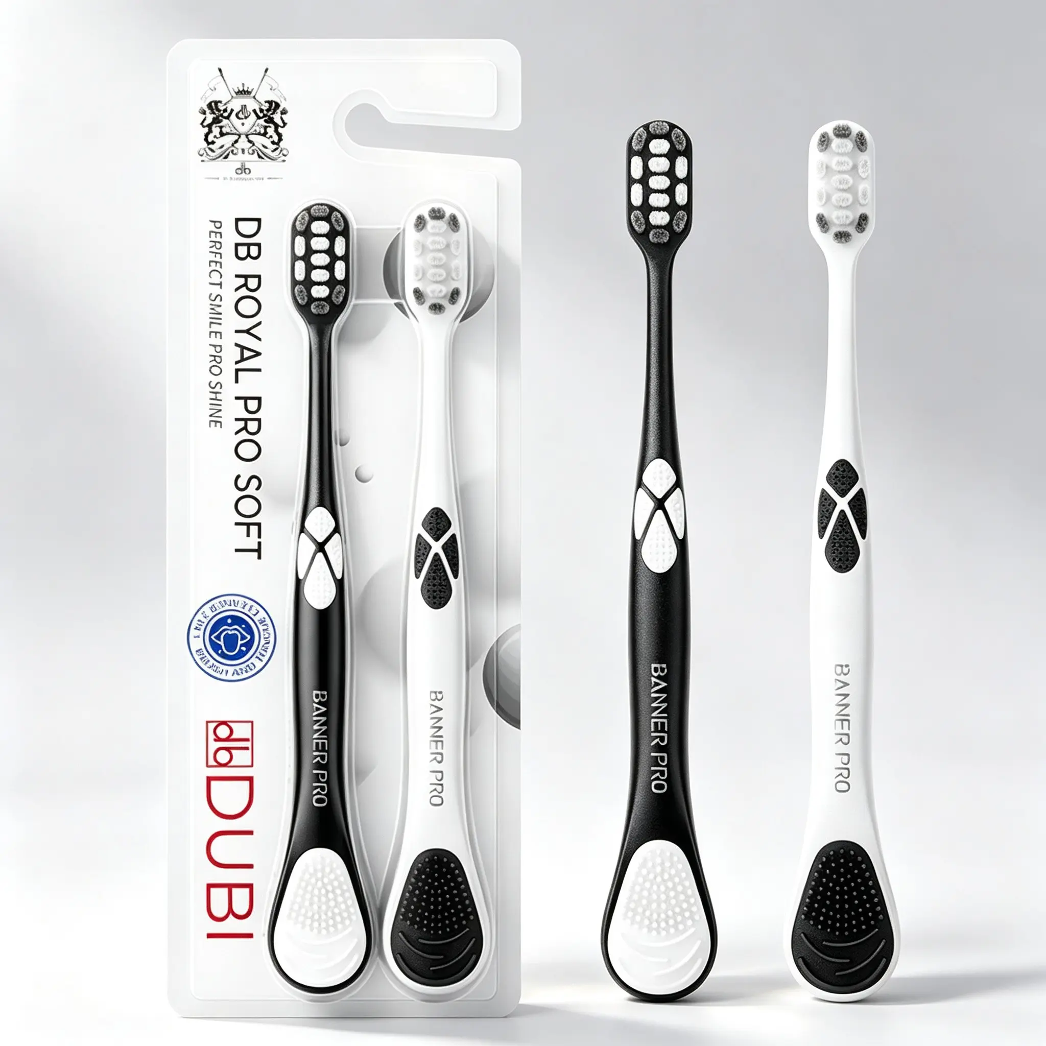 Pack fo 2 Two-In-One Toothbrush for Tongue Cleaning Deeply clean tooth stains Mild and gentle on gums