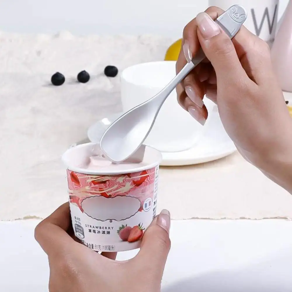 Household Aluminum Ice Cream Spoon Japan Self-melting Type Dessert Spoon Penguin/bear Pattern Silver Coffee Spoon Kids
