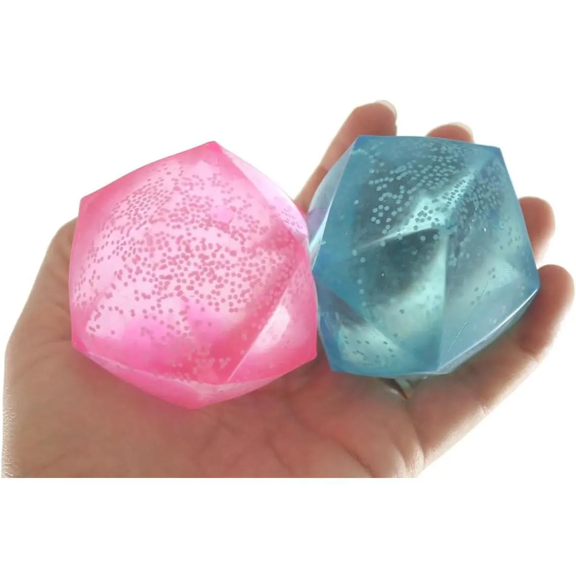 Set of 2 Sugar Polyhedron Diamond Shaped Ball - Glow in the Dark - Syrup Molasses Maltose Thick Glue/Gel Stretch Ball - Squishy Moldable Slow Rise Relaxing Sensory Fidget Stress Toy (Random Colors)