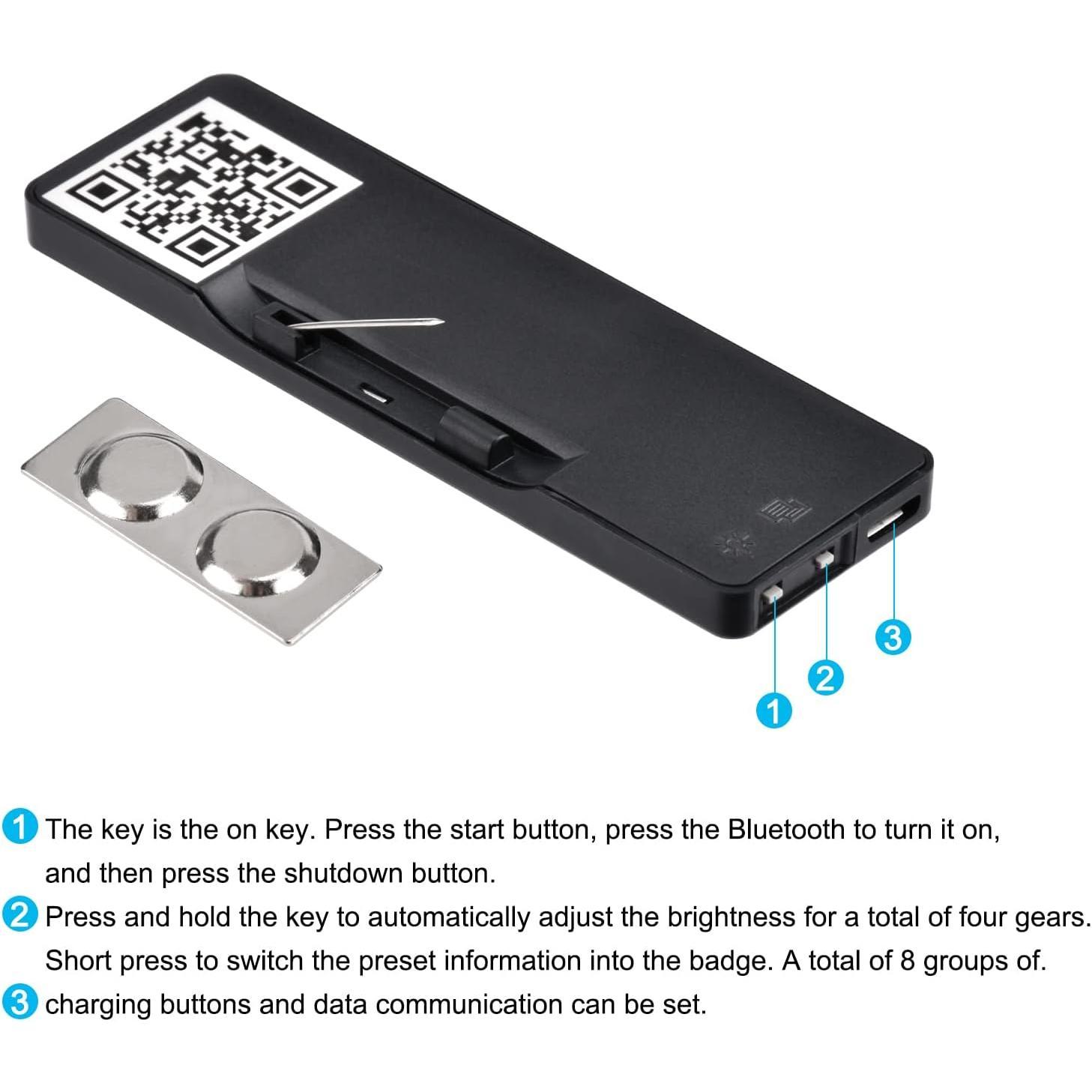 LED Name Tag, Rechargeable   LED Name Badge Reuseable Price Tag 44x11 Pixels Digital Sign Temperature Display for Restaurant Shop Exhibition Nightclub Hotel