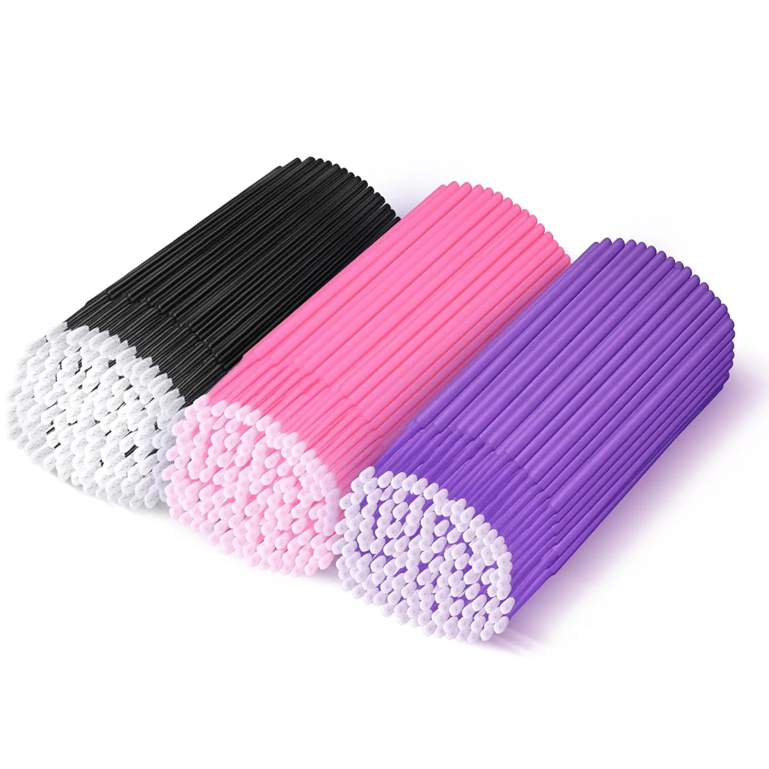 300 Count Disposable Micro Applicator Brush for Eyelash Extension, Micro Swabs Mascara Wands for Makeup Application - 3 Colors