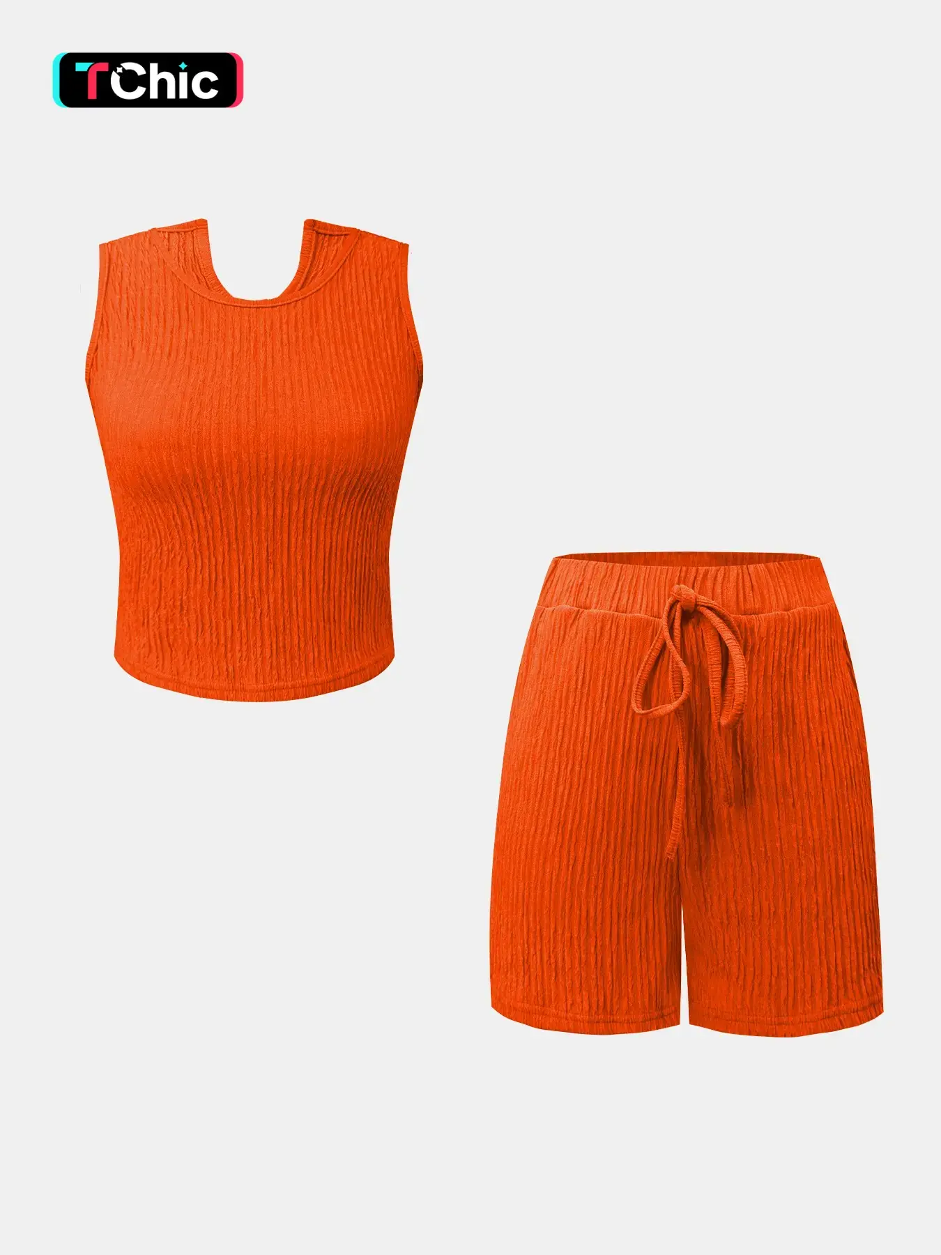 Women's Simple Fashion Solid Color Sporty Casual Tank Top and Shorts Set, Fitted Plain Crop Vest, Athleisure Outfit, Fitness Shorts Set, Casual Athletic Wear