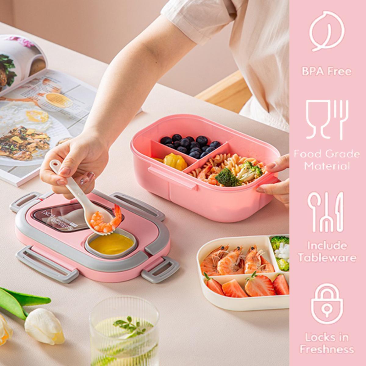 Lunch Box Set, 3 Counts/set Including 1 Lunch Box, 1 Cup & 1 Insulated Storage Bag, Portable Leak-proof Lunch Box for Outdoor Camping Picnic, Suitable for Adults and Teens, 2024 Kitchen Gadgets, Kitchen Microwave Safe Accessories, Fall Decor