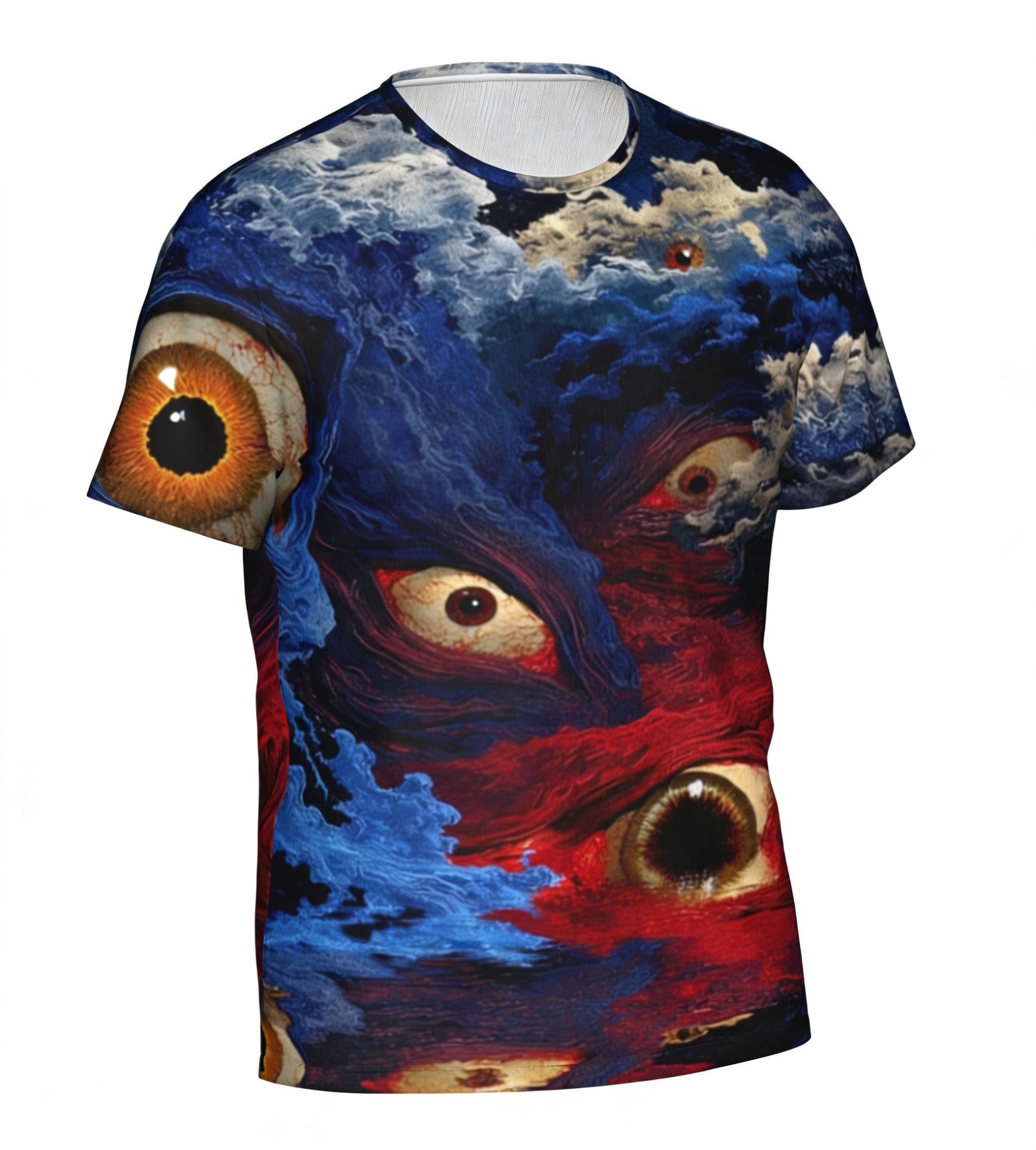 Eye of Chaos Dark Cthulhu Summer Full-Print Short-Sleeve 3D Printed T-Shirt Unisex Outdoor Comfortable Top Party Clothes Couple Pattern Gift for Friends