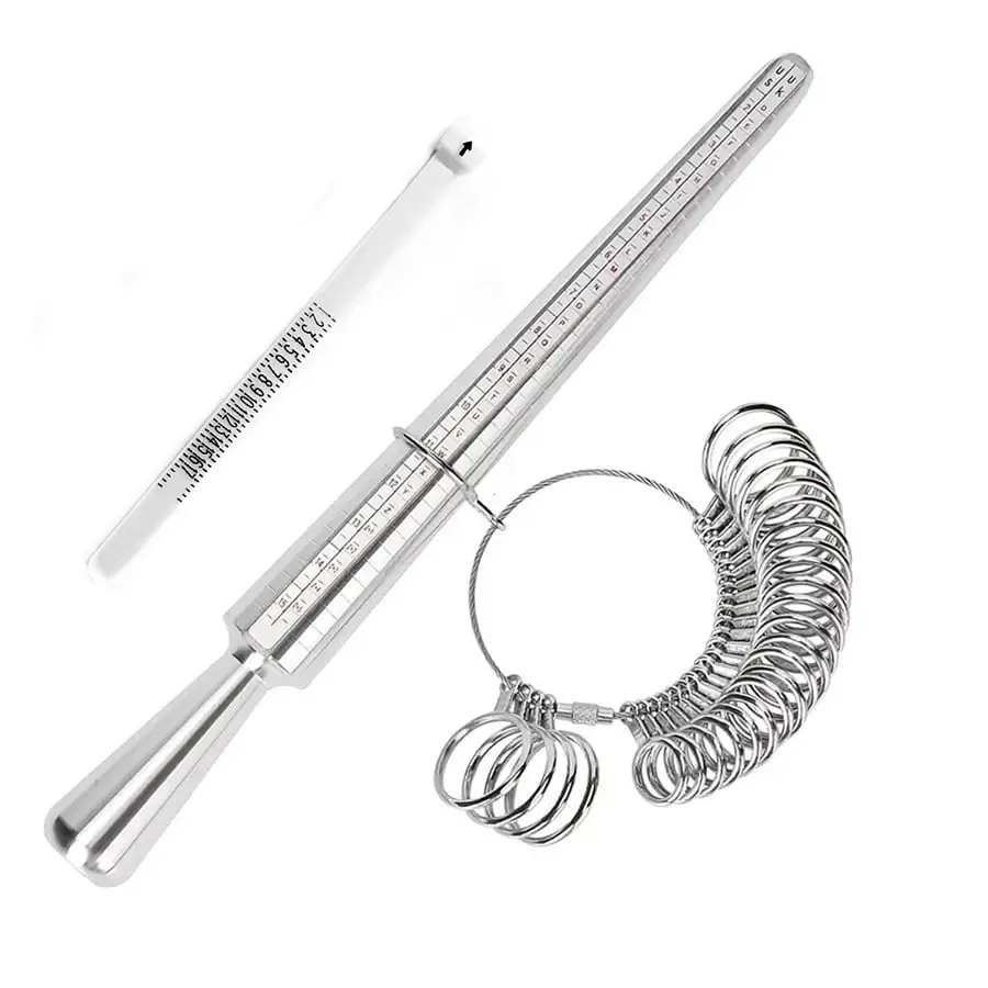 Ring Size Measurement Tool Kit, Precision Us-Hk Four-Use Alloy/PVC Rod, Core Axis and Ring Scale Gauge Jewelry Size Measuring Tool